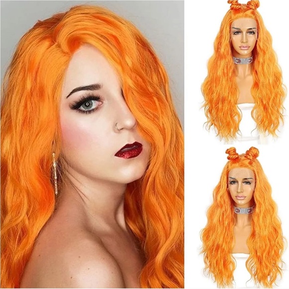 22” Orange BEACHWavy Lace Front Wig NEW
